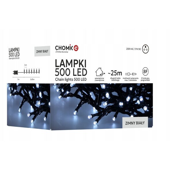 ExtraLink | Λαμπάκια LED | 500L ψυχρό λευκό, μήκ. 3 + 25 μ εσωτ/εξωτ