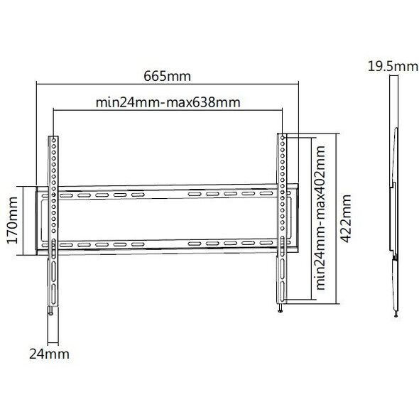 Επιτοίχια βάση Equip Equip 37"-70"/  1TFT 35kg σταθερή              μαύρο