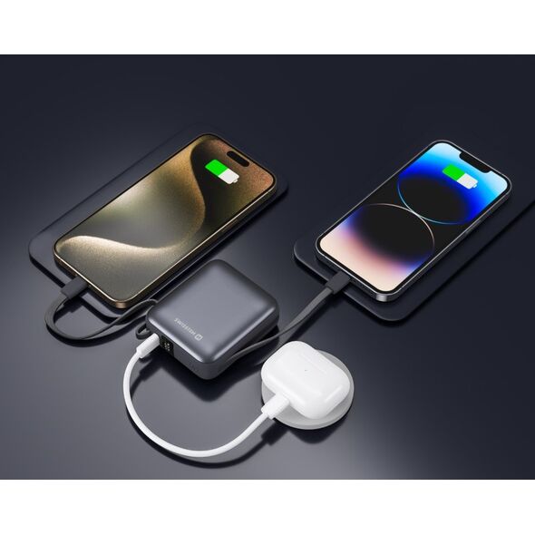 Swissten Power Bank 10000 mAh με ενσωματωμένα καλώδια USB-C και Lightning