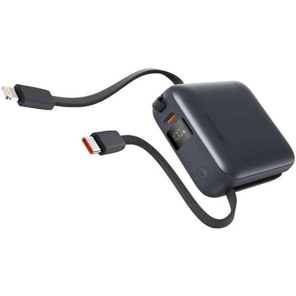 Swissten Power Bank 10000 mAh με ενσωματωμένα καλώδια USB-C και Lightning