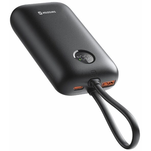 Swissten Voltbox 35W Power Bank 10000 mAh με ενσωματωμένα καλώδια USB-C και Lightning
