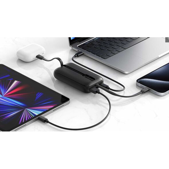 Swissten Voltbox 35W Power Bank 10000 mAh με ενσωματωμένα καλώδια USB-C και Lightning
