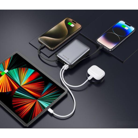 Swissten Power Bank 20000 mAh με ενσωματωμένα καλώδια USB-C και Lightning