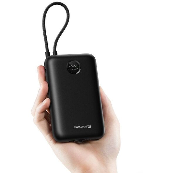 Swissten Voltbox 35W Power Bank 20000 mAh με ενσωματωμένα καλώδια USB-C και Lightning