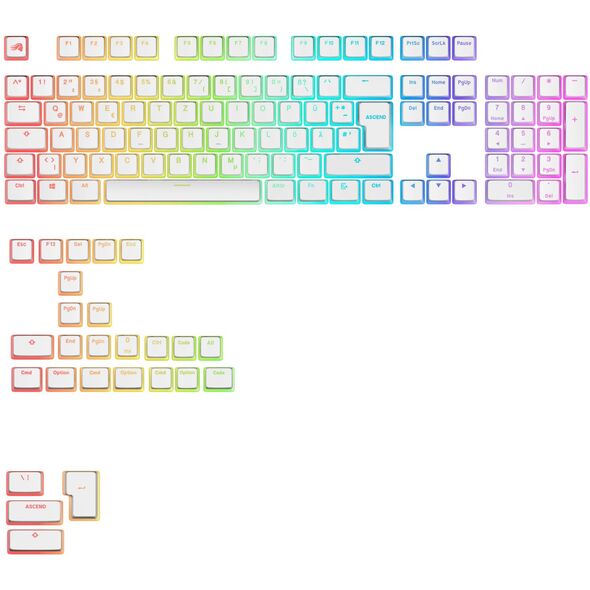 Glorious Aura V3 Keycaps, ISO Layout (DE), PBT, Doubleshot - Λευκό