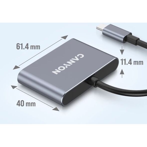 CANYON διανομέας DS-3 3σε1 USB-C Σκούρο Γκρι