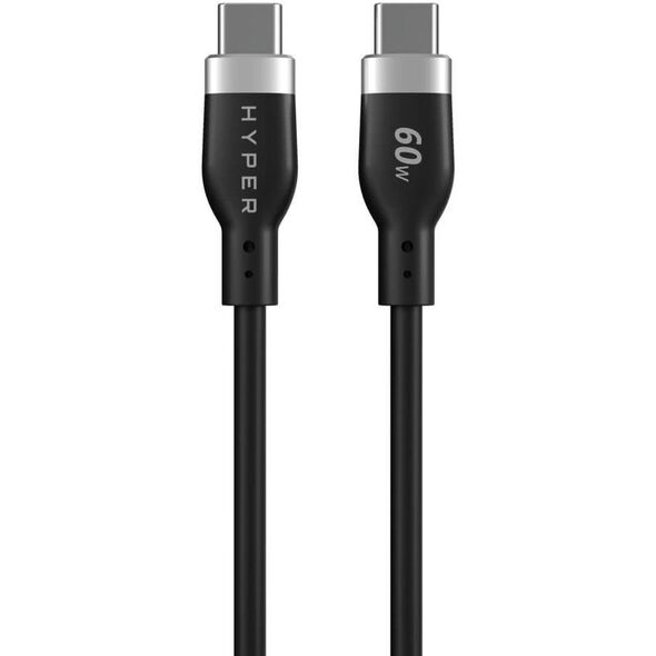 Καλώδιο Φόρτισης USB-C σε USB-C 60W από Σιλικόνη 1.5m, Μαύρο