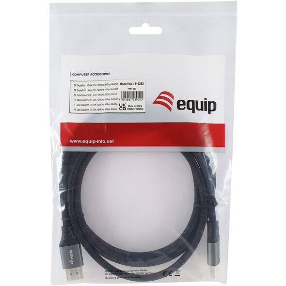 Καλώδιο Equip DisplayPort 2.1 St/St 2.00m16K/60Hz συμβατό με HDCP Αλουμίνιο γκρι