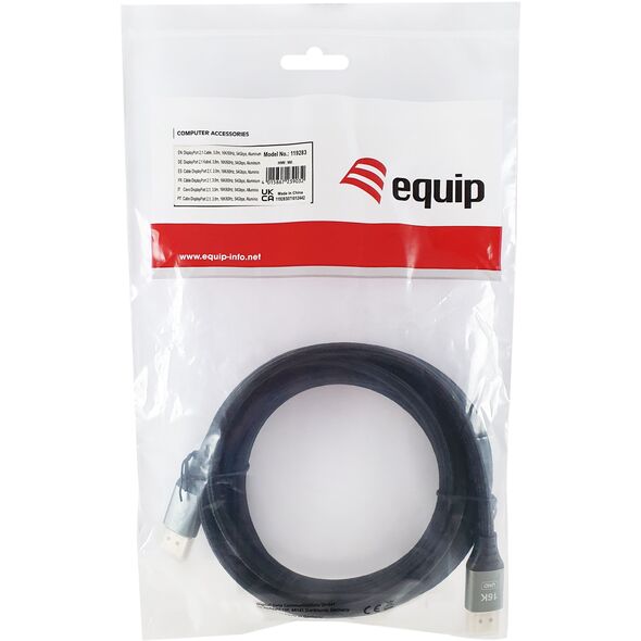 Καλώδιο DisplayPort 2.1 Equip St/St 3.00m16K/60Hz συμβατό με HDCP Αλουμίνιο γκρι