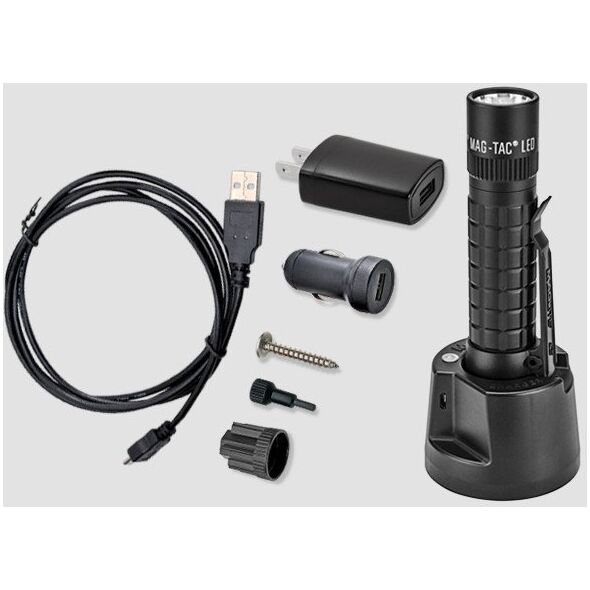 Φακός Maglite Mag-Tac Επαναφορτιζόμενος με απλό στεφάνι μαύρος