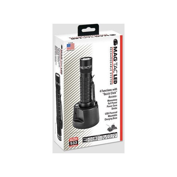Φακός Maglite Mag-Tac Επαναφορτιζόμενος με απλό στεφάνι μαύρος