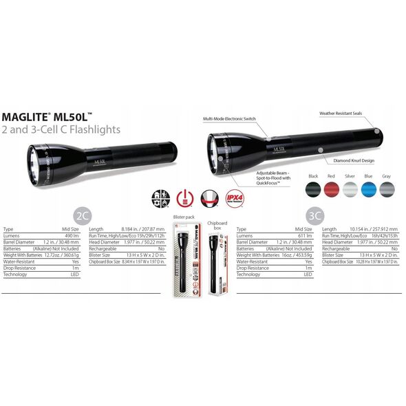 Φακός Maglite ML50L 2C LED μαύρος