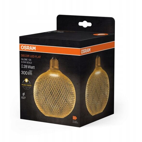 Διακοσμητικός λαμπτήρας LED OSRAM FLAT, E27 G125GD, 3.5 W, 2700K, 300 lm, NON-DIM, χρυσό χρώμα.