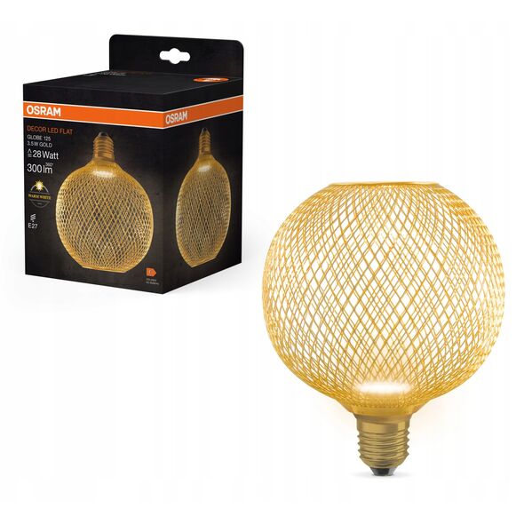 Διακοσμητικός λαμπτήρας LED OSRAM FLAT, E27 G125GD, 3.5 W, 2700K, 300 lm, NON-DIM, χρυσό χρώμα.