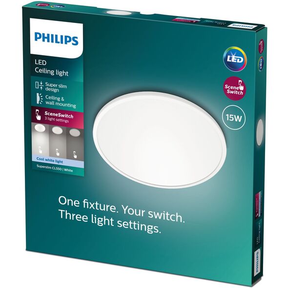 Φωτιστικό οροφής LED PHILIPS CLEAR SCENE SWITCH, 15 W, 4000 K, 1500 lm, ρυθμιζόμενο O25 cm