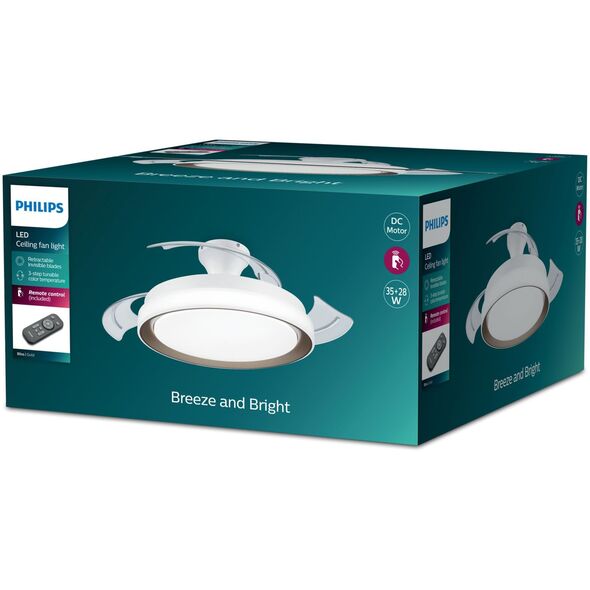 Φωτιστικό ανεμιστήρας LED PHILIPS BLISS, 35W + 28W, 2700-5500K, 4500 lm, λευκό, με τηλεχειριστήριο, O51 cm