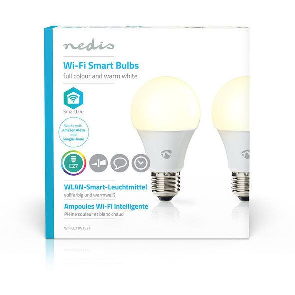 Nedis WIFILC21WTE27, 6 W, 40 W, E27, 470 lm, 25000 h, Μπλε, Πράσινο, Κόκκινο, Θερμό λευκό