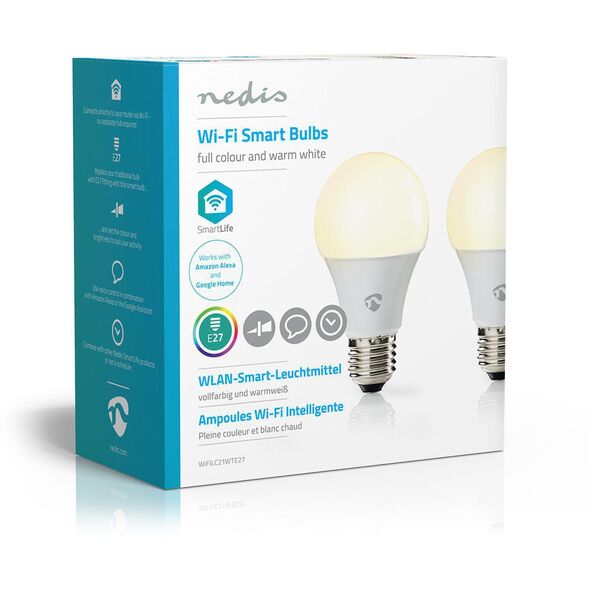 Nedis WIFILC21WTE27, 6 W, 40 W, E27, 470 lm, 25000 h, Μπλε, Πράσινο, Κόκκινο, Θερμό λευκό