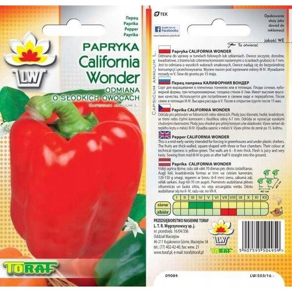 TORAF ΠΙΠΕΡΙΑ CALIFORNIA WONDER CAPSICUM ANNUUM L. [0,5 G]
