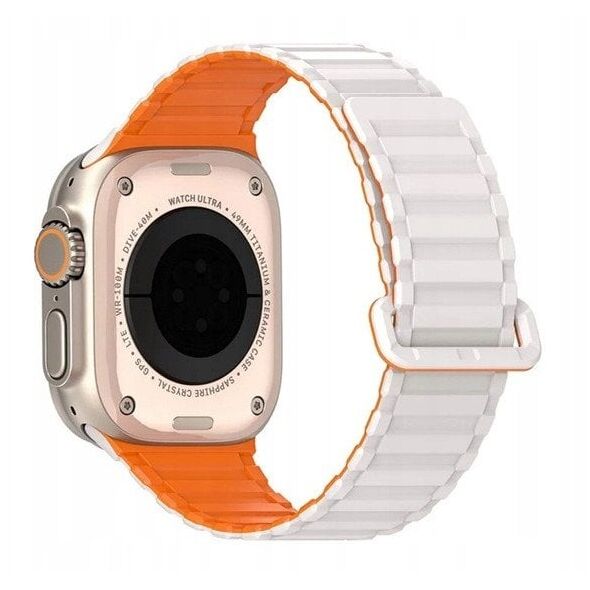 DUX DUCIS λουράκι KJ σιλικόνης για Apple Watch 42 / 44 / 45 / 49 mm ασημί πορτοκαλί
