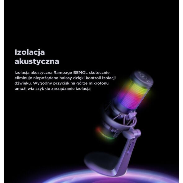 Rampage Bemol Μικρόφωνο gaming/για podcasts RGB USB-C μαύρο