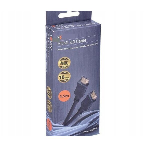 Καλώδιο HDMI Solight με Ethernet, HDMI 2.0 A σύνδεσμος - HDMI 2.0 A σύνδεσμος, blistr, 1,5m