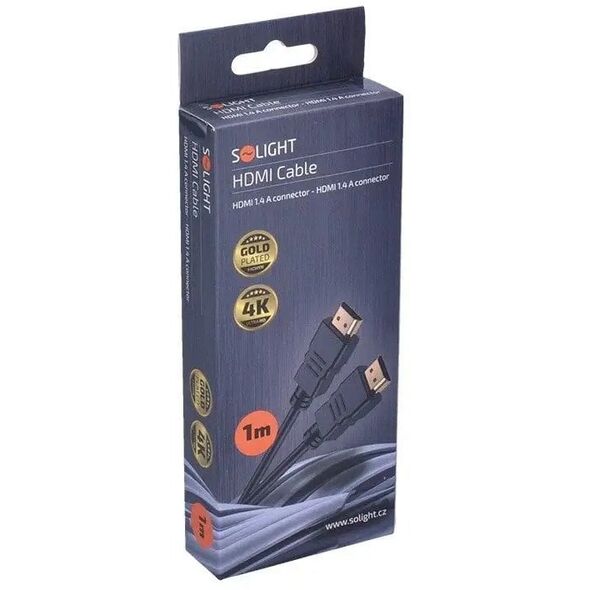 Solight HDMI καλώδιο με Ethernet, HDMI 1.4 A σύνδεσμος - HDMI 1.4 A σύνδεσμος, blister, 1m