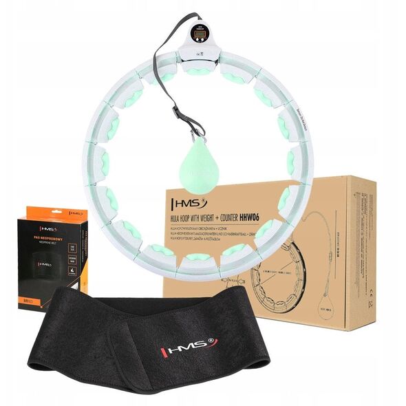 ZESTAW HULA HOP HHW06 GREEN Z PIŁKĄ GRAWITACYJNĄ I LICZNIKIEM HMS + PAS BR163 BLACK