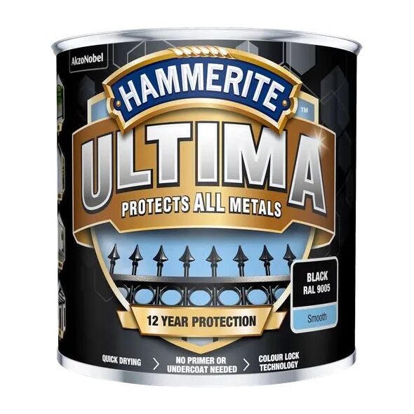 Hammerite Ultima Μεταλλικό Χρώμα - Μαύρο - RAL 9005 - 250 ml.