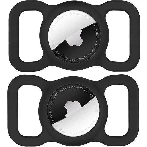 Θήκη για Apple AirTag σιλικόνης για το περιλαίμιο σκύλου ή γάτας - μαύρο