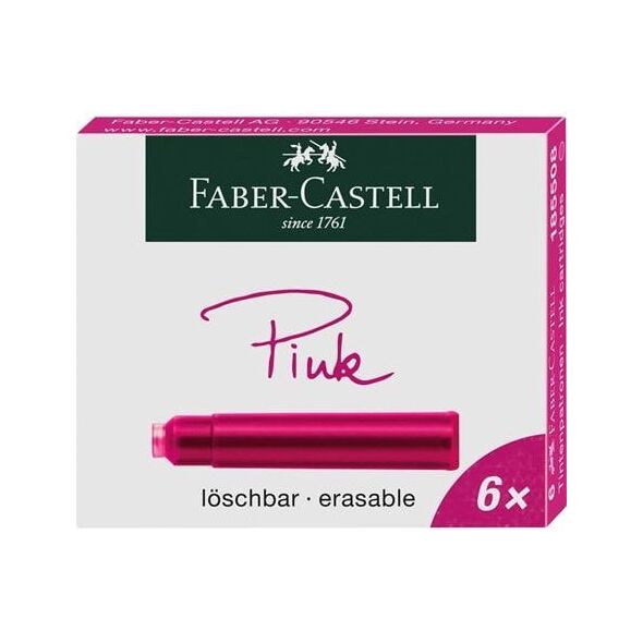Τυποποιημένα φυσίγγια μελάνης FABER-CASTELL ροζ 6 τεμάχια 10 τεμ