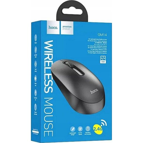 Podkładka Digitus HOCO mysz komputerowa bezprzewodowa 2,4G 1200 dpi GM14 czarna