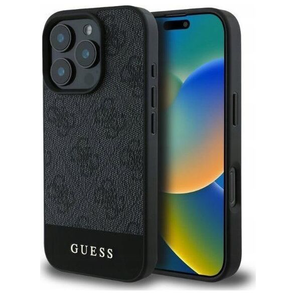 Guess GUESS futerał do IPHONE 16 Pro Max GUHCP16XG4GLGR (PC/TPU 4G PU Bottom Stripe) szary
