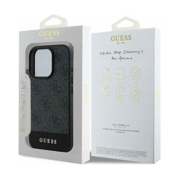Guess GUESS futerał do IPHONE 16 Pro Max GUHCP16XG4GLGR (PC/TPU 4G PU Bottom Stripe) szary