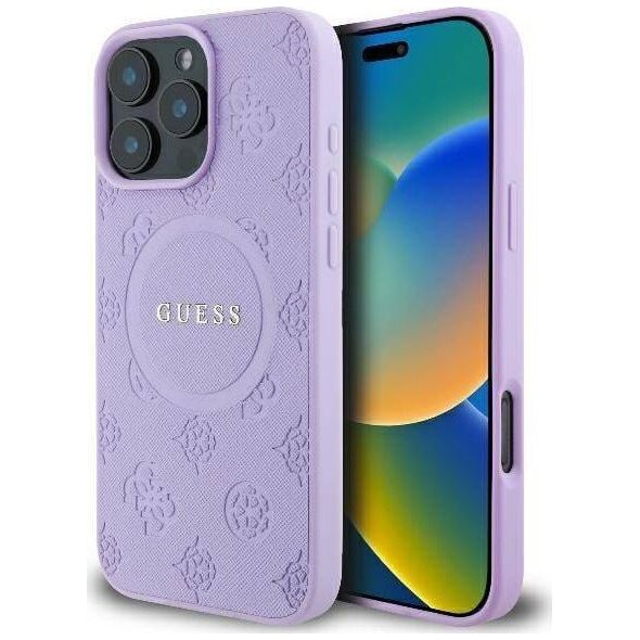 Guess Guess GUHMP16XPSAPSMEU iPhone 16 Pro Max 6.9" purpurowy/purple hardcase Saffiano Peony Classic Logo MagSafe