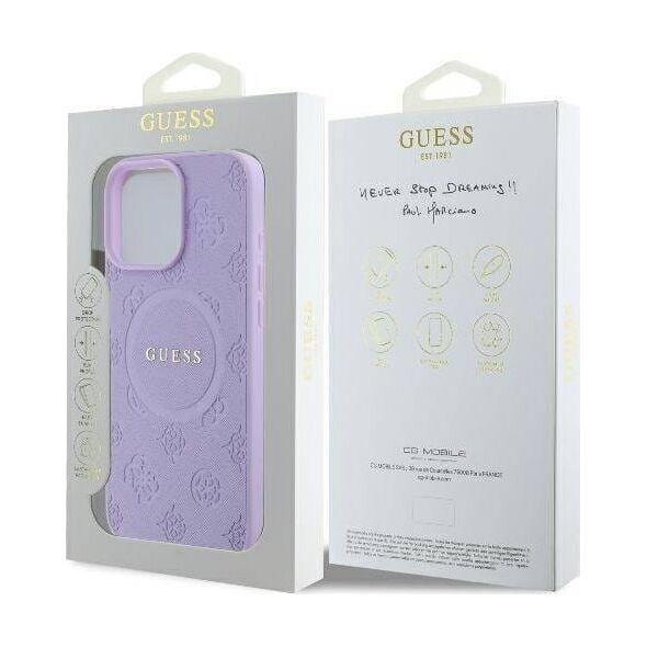 Guess Guess GUHMP16XPSAPSMEU iPhone 16 Pro Max 6.9" purpurowy/purple hardcase Saffiano Peony Classic Logo MagSafe