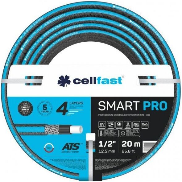 Cellfast Cellfast Wąż ogrodowy Smart  PRO ATS 1/2" 20m (C13-490) zestaw zawiera: wąż ogrodowy SMART 1/2" 20mb, zraszacz pistoletowy HYDRON, szybkozłącza stop i przelot IDEAL