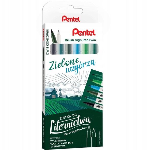 Pisaki pędzelkowe Pentel Brush Sign Pen Twin SESW3