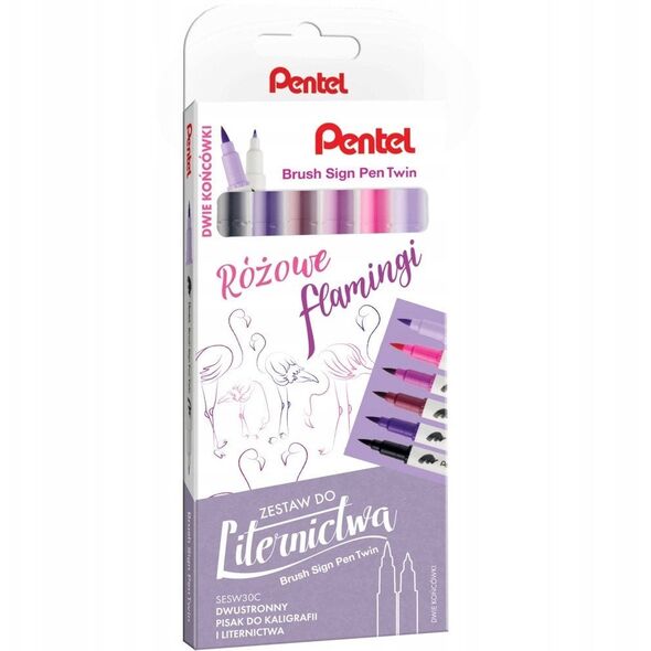 Pisaki pędzelkowe Pentel Brush Sign Pen Twin SESW3