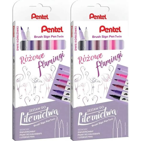 Pisaki pędzelkowe Pentel Brush Sign Pen Twin SESW3