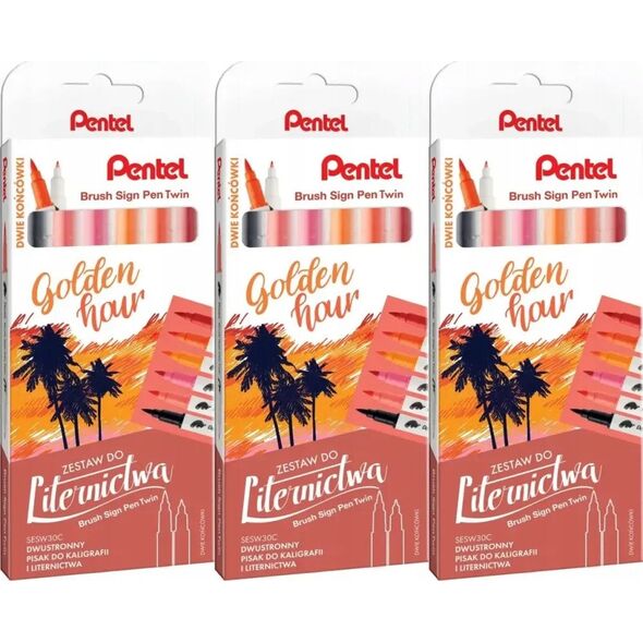 Pisaki pędzelkowe Pentel Brush Sign Pen Twin SESW3