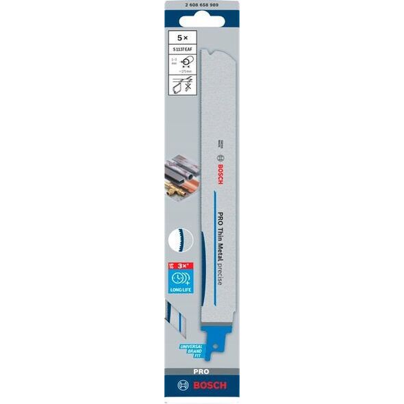 BOSCH BRZESZCZOT DO PIŁY SZABLASTEJ PRO THIN METAL PRECISE S1137EAF 1,1 x 25 x 225mm /5szt.