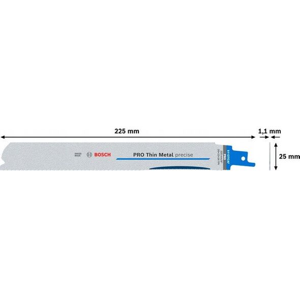 BOSCH BRZESZCZOT DO PIŁY SZABLASTEJ PRO THIN METAL PRECISE S1137EAF 1,1 x 25 x 225mm /5szt.