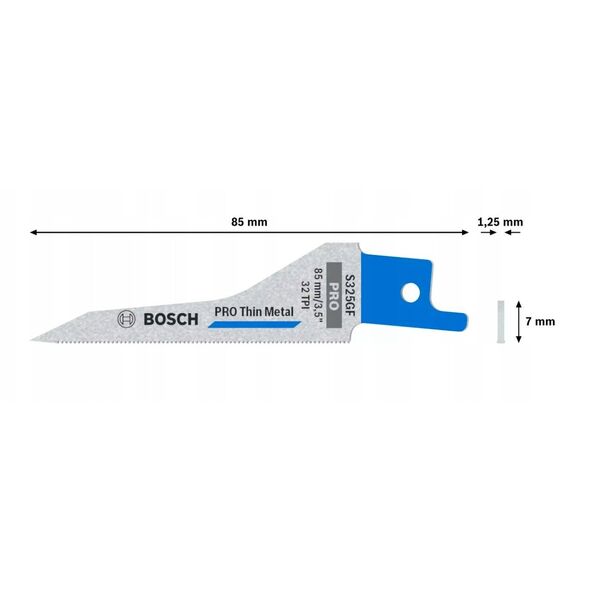BOSCH BRZESZCZOT DO PIŁY SZABLASTEJ PRO THIN METAL S325GF 1,25 x 7 x 85mm /5szt.