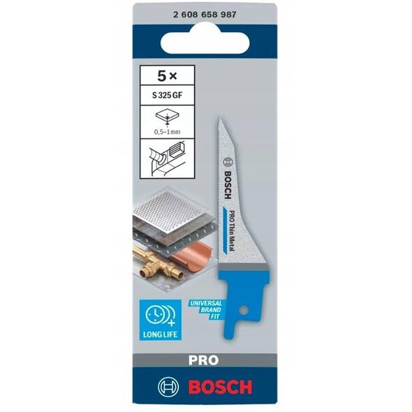 BOSCH BRZESZCZOT DO PIŁY SZABLASTEJ PRO THIN METAL S325GF 1,25 x 7 x 85mm /5szt.