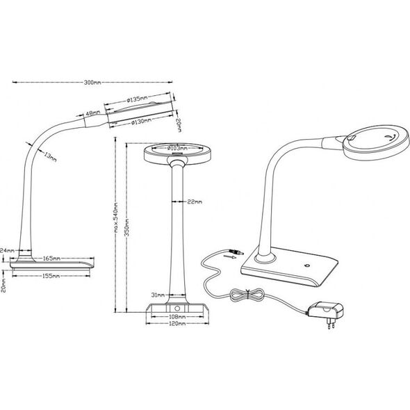 Lampa stołowa lampa stołowa Lupo led 35 x 13,5 x 30 cm 5W 3500K 550lm biała