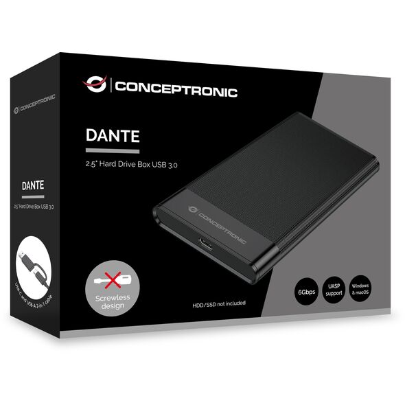 Θήκη σκληρού δίσκου Conceptronic DANTE06B Θήκη HDD/SSD Μαύρο 2.5"