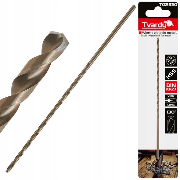 Χρυσό τρυπάνι για μέταλλο μακρύ 3.0 x 150mm HSS DIN1869 (50/200)