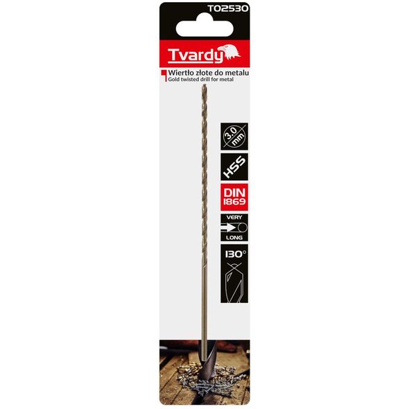 Χρυσό τρυπάνι για μέταλλο μακρύ 3.0 x 150mm HSS DIN1869 (50/200)