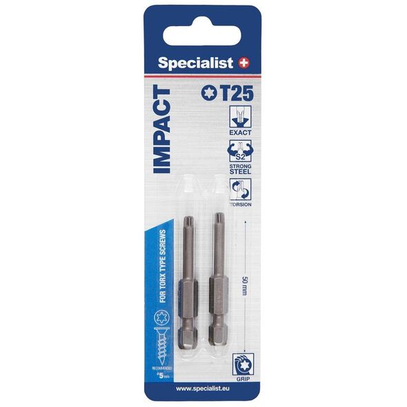 SPECIALIST+ μύτη TORX GRIP T25, 50mm, 2 τεμ.